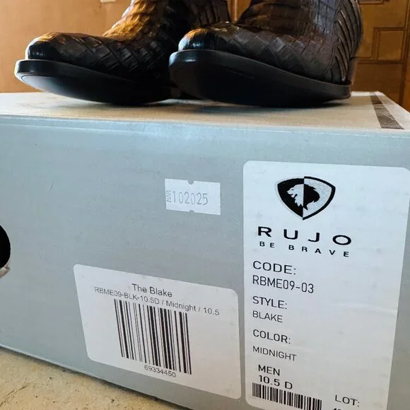 NWT Rujo Boots Mens The Blake Caiman Midnight Black 10.5 D Boxed - Picture 6 of 12